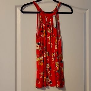 Orange red floral halter top